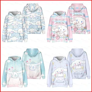 Sanrio Cinnamoroll Áo Dài Tay Top Anime Cosplay 3D Áo Chui Đầu Hoạt Hình Hoody Unisex Casual Oversize