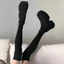 Kích Thước Lớn Dày Gót Dệt Kim Co Giãn Giày Nữ Cao Gót Hai Tay Co Giãn Len Giày Bốt Cotton Size 42 Châu Âu Mỹ Giày Size Lớn 20260616