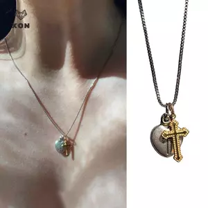 Gothic Hình Trái Tim Mặt Dây Chuyền Chữ Thập Nelace Quà Tặng Dành Cho Nữ Phụ Kiện Trang Sức Dự Tiệc [Mina]