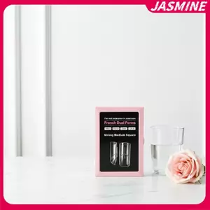 JASMINE Pháp Móng Tay Giáp Kép Hình Thức 140 Chiếc Hộp Vuông Đầu Hạnh Nhân Nối Dài Khuôn Tái Sử Dụng Nhanh DIY Builder Cho Salon Nhà JASMINE