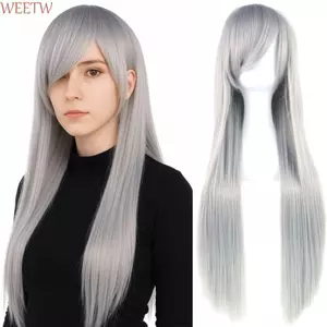 Tóc Tổng Hợp Dài WEETW, Gothic Lớp Halloween Cosplay Tóc Giả, Đa Năng Tự Nhiên 80cm Chịu Nhiệt Anime Thẳng Tóc Trang Phục