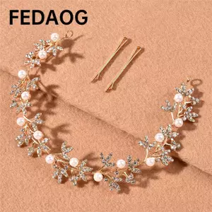 FEDAOG Nữ Băng Đô Cưới Màu Bạc Trang Sức Tóc Handmade