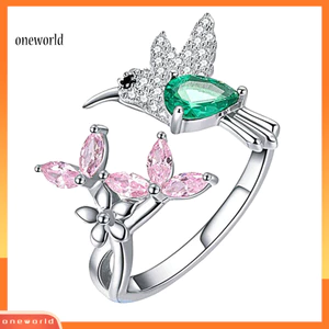 Một thế giới| Thanh Lịch Cubic Zirconia Hoa Chim Mở Nhẫn Nữ Tiệc Cưới Trang Sức
