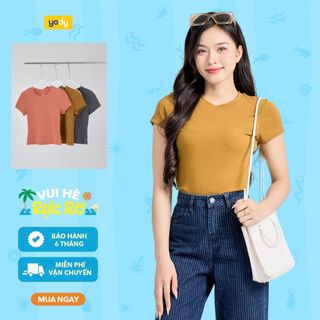 Áo thun nữ YODY form ôm, cổ tròn trẻ trung, basic, dễ phối đồ, chất mát mịn, co giãn WCTS25S189 99K
