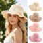 SAIA Mũ Rơm Vành Rộng, Nơ Hoa Ruffle Ruffle Mũ Chống Nắng, Viền Ruffle Ngọt Ngào Có Thể Điều Chỉnh Có Thể Gập Lại Mũ Chống Nắng Cho Nữ Bé Gái