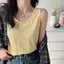 Mùa hè 2026 Màu trơn Phong cách lười biếng Áo yếm cơ bản Cảm giác cao cấp Slim-fit Slimer Look có thể mặc trong
