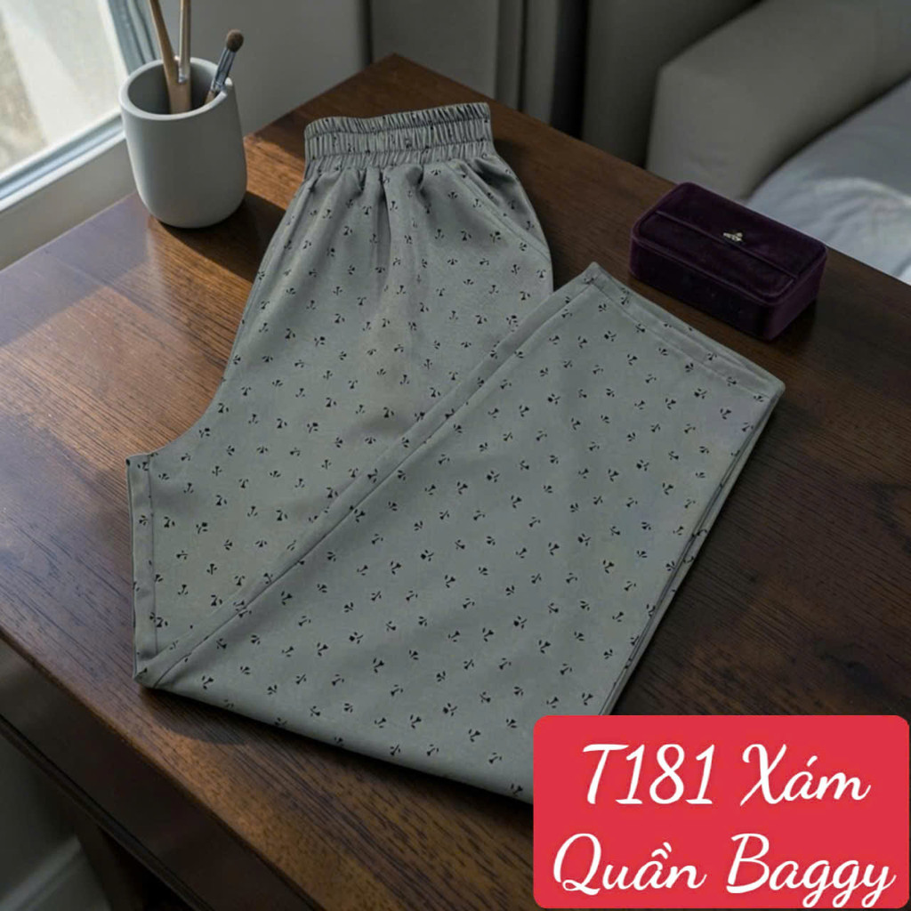 Quần Baggy Nữ Vải Cotton Lạnh Thoải Mái Khi Mặc Nhà Hay Ra Ngoài Chất Liệu Thấm Hút Nhanh Đường May Tỉ Mỉ Mã T181
