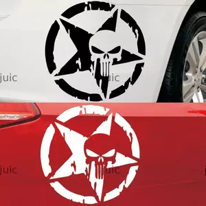JUIC 13x13cm Nhãn dán ô tô Cool Auto Phản quang Skull Pentagram