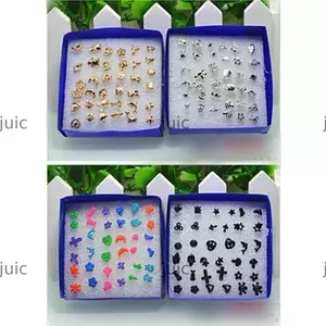 JUIC 18 Cặp Bông Tai Trang Sức Thời Trang Nữ Hộp Nhựa