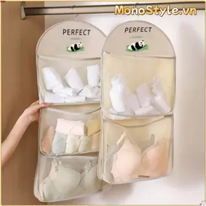 Túi đựng tất MONOSTYLE, Tiết kiệm không gian Tủ quần áo treo Túi lưới lưu trữ, Túi sắp xếp lưới gấu trúc dung lượng lớn nhiều lớp đa chức năng