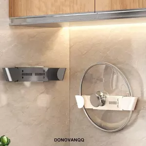 DONOVANQQ Giá đỡ nắp nồi bằng kính thiên văn, Giá lưu trữ nắp nồi tiết kiệm không gian bằng nhựa, Dụng cụ sắp xếp thớt treo tường Giá đỡ thớt miễn phí để lưu trữ