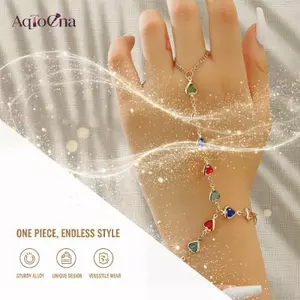 AqToCna Vàng Lớn Pha Lê Vòng Tay Nữ Tay Có Thể Điều Chỉnh Ba Dây Chuyền Trang Sức Cổ Tay Thời Trang Cho Kỳ Nghỉ Câu Lạc Bộ Sự Kiện AqToCna