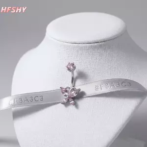 HFSHY Y2K Phong Cách Hồng Bướm Zircon Bụng Nhẫn Không Gây Dị Ứng Rốn Xuyên Trang Sức Nữ Phong Cách Đường Phố VN