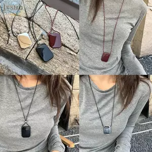 Dây chuyền áo len dài JVSUB, Mặt dây chuyền kim loại Vòng cổ mặt dây chuyền vuông có thể điều chỉnh, Phụ kiện thời trang Dây da Thiết kế tinh tế Vòng cổ thời trang nữ