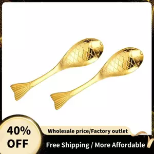 2 Chiếc Hoạt Hình Thìa Cá Dao Kéo Mini Khuấy Thìa Cà Phê Khuấy Thìa Cà Phê Mini Thìa Nhà Bếp Khoảng 13.3cm