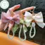 PUSKY Thời Trang Lớn Nơ Ruy Băng Ngọc Trai Móc Chìa Khóa Nữ Nhiều Màu DIY Móc Khóa Mặt Dây Chuyền Treo Trang Trí Túi Ngọt Phụ Kiện VN
