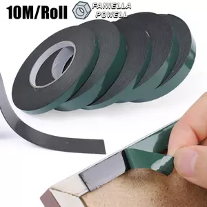 FANIELLAPOWELL 10M / Cuộn Băng xốp PE, Băng keo hai mặt màu đen phim xanh lá cây, Băng keo dán cố định tự dính bền bỉ đa chức năng rộng 10 / 20mm