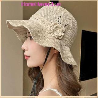 Mũ xô HOMEHAVEN, Mũ đan thoáng khí vành rộng, Mũ che nắng có thể gập lại chống tia cực tím Cô gái