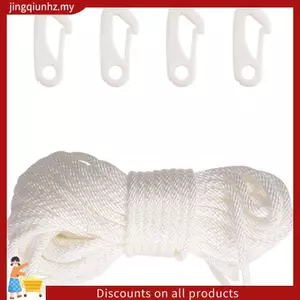 50 Feet x 1 / 4inch Cờ Cực Dây Halyard với 4 Miếng Cờ Cực Móc Kẹp, Phụ Kiện Cột Cờ Ngoài Trời Tương Thích