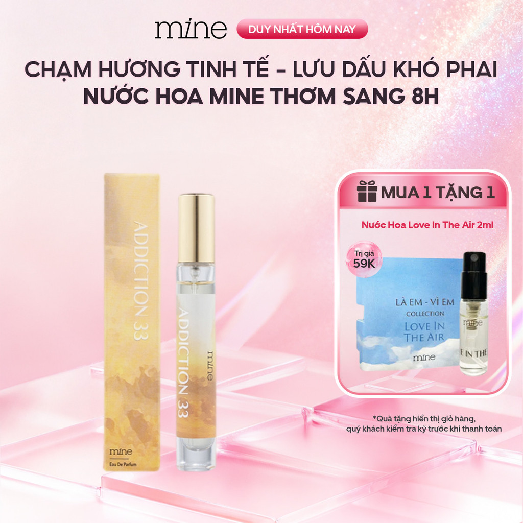 [TẶNG 1 NƯỚC HOA 2ML] Nước Hoa Mine Addiction 33 Hương Gỗ Cao Cấp Từ Thụy Sĩ, Giúp Tạo Cảm Giác Trầm Ấm, Thư Giãn 9ml