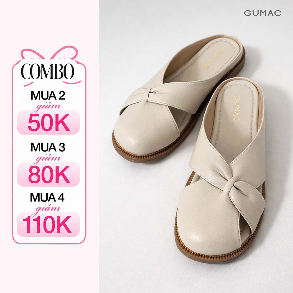 Dép Sục Nữ GUMAC Cách Điệu Hở Mũi Điểm Nhấn GG01079