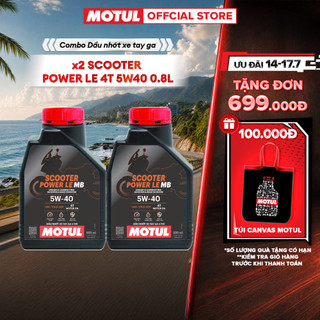 Combo 2 Dầu nhớt xe tay ga Motul Scooter Power LE 4T 5W40 0.8L