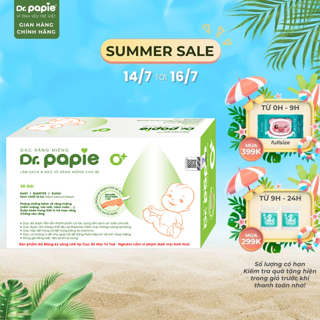 Gạc Rơ Lưỡi Làm Sạch Răng Lưỡi Nướu Phòng Tưa Lưỡi Nấm Miệng Dr.Papie Sáng Chế Độc Quyền