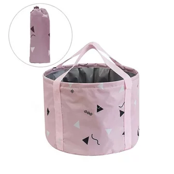 Chậu tắm ngâm chân có thể gập lại 24L cho bàn chân lớn, Bồn ngâm ngâm chân di động Xô nước có thể gập lại để cắm trại du lịch, màu hồng