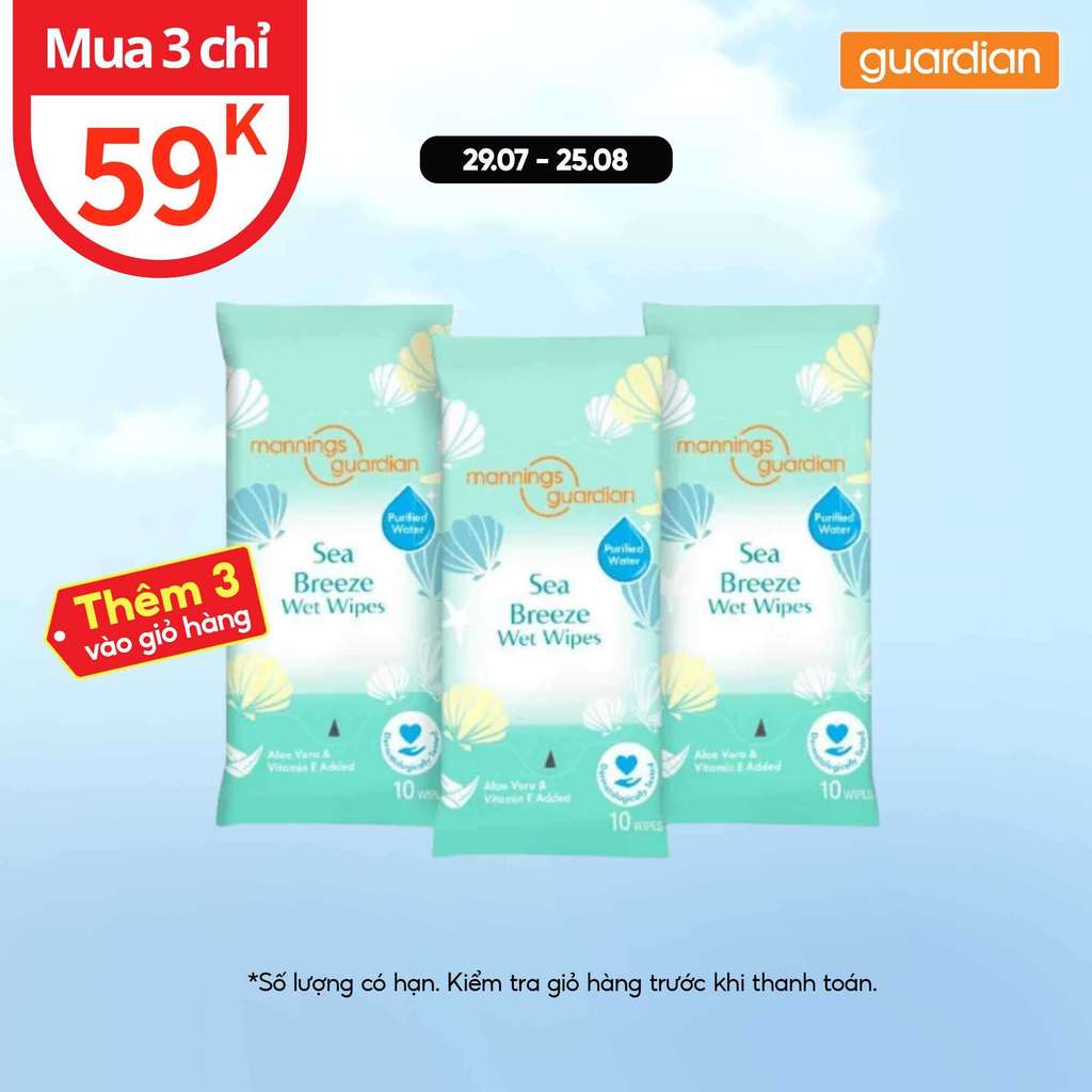 Bộ Khăn Ướt Các Loại Mannings Guardian 10 Tờ X 3 Gói | Guardian Việt Nam