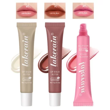 Son dưỡng môi nhuộm màu-3 màu Vani Beige Brown Pink Sugar Lip Gloss, Clear Jelly Yummy Tint Lip Stain, Dầu dưỡng ẩm lâu trôi Glow Reviver Lip Care Oil, Quà tặng trang điểm ngày nữ f