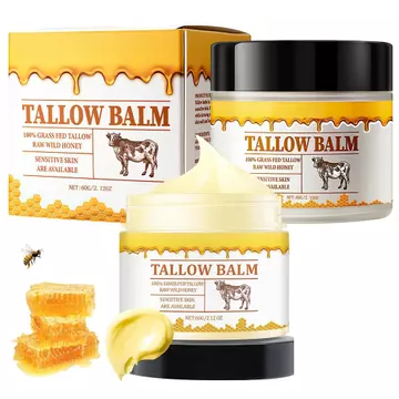Tallow và Honey Balm, Kẹo dẻo bò cao cấp và mật ong hoang dã, Kem dưỡng ẩm cho da, Kẹo dẻo bò cỏ & Sữa dưỡng mật ong hoang dã thô, Kem ẩm cho da, Kem dưỡng ẩm mặt Tallow