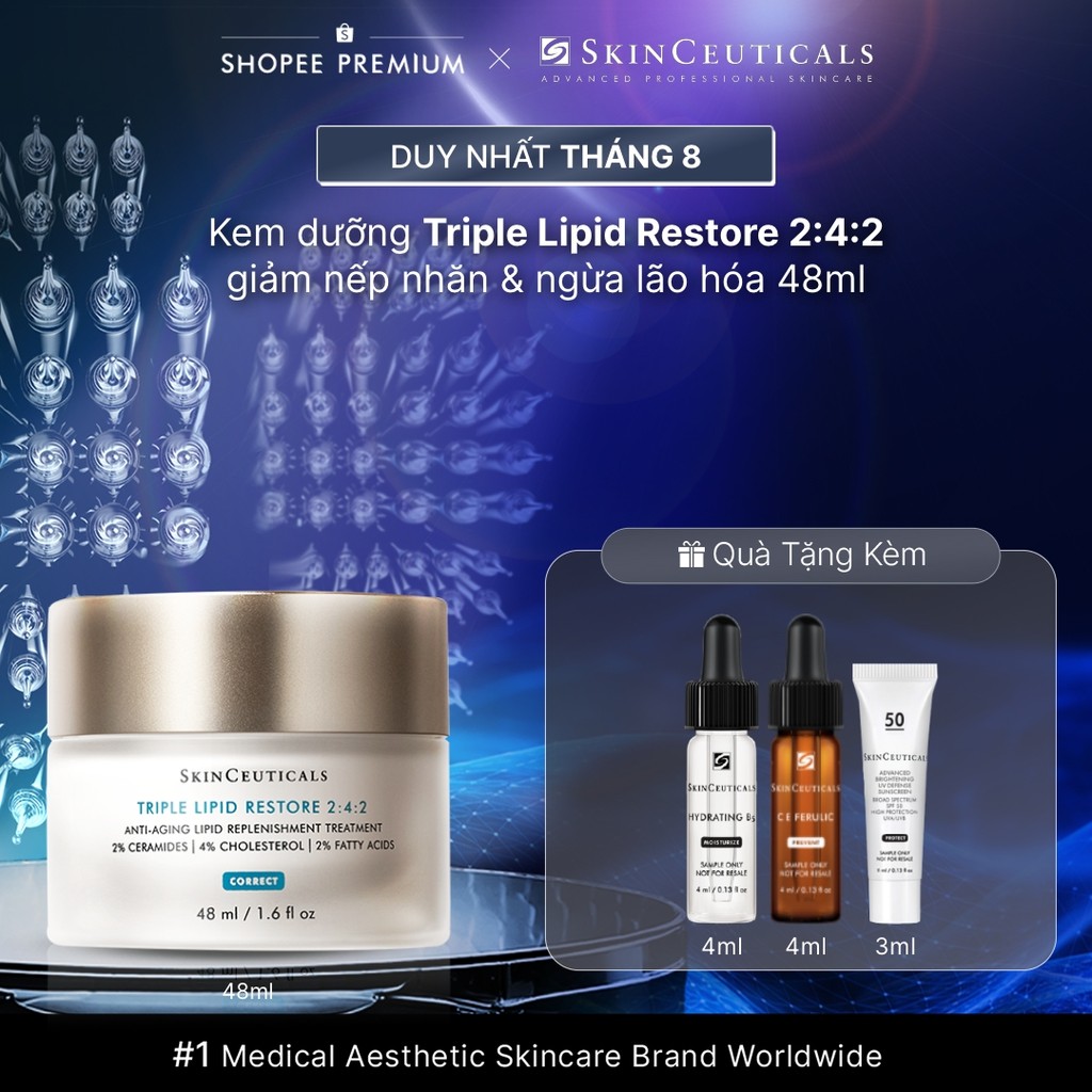 Kem dưỡng ẩm sâu,ngăn ngừa lão hóa,phục hồi bảo vệ hàng rào da căng mịn Skin Ceuticals Triple Lipid Restore 2:4:2 48ml