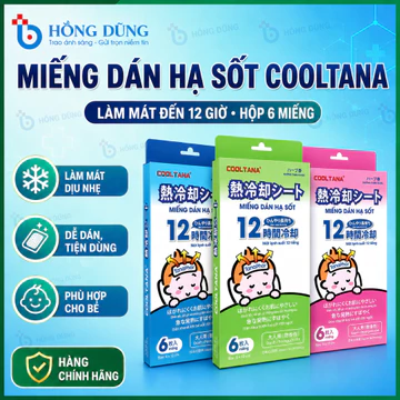 Miếng dán hạ sốt Cooltana cho bé - làm mát suốt 12 tiếng, giúp hạ nhiệt nhanh, giảm sốt -