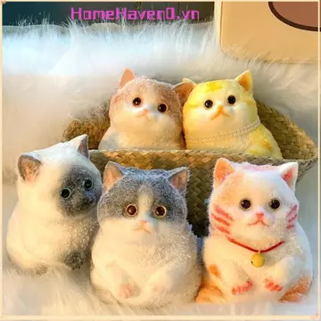 Đồ chơi giảm căng thẳng HOMEHAVEN, với bề mặt đổ xô Đồ chơi bóp mềm hình mèo dễ thương, mô phỏng Đồ chơi nhồi bông bằng silicon phục hồi chậm Quà tặng năm
