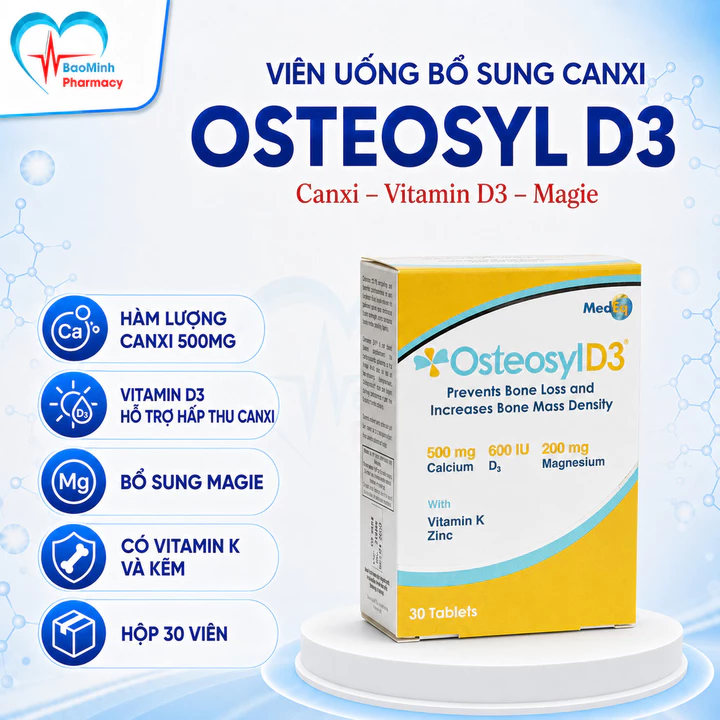 Bổ sung canxi Osteosyl D3 cho mẹ bầu, người già loãng xương có thêm Magie, ZinC, Vitamin D3, Vitamin K