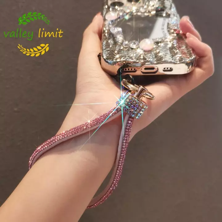 Dây điện thoại VALLEY LIMIT, Dây điện thoại kim cương giả cầm tay ngắn kiểu cổ tay, Dây treo sang trọng Dây điện thoại di động đầy đủ Phụ kiện