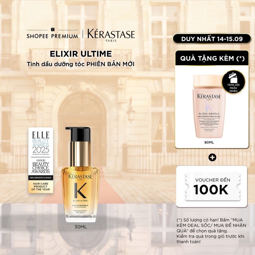 [MỚI] Tinh dầu dưỡng giúp tóc bóng mượt & giảm chẻ ngọn  - Kérastase Elixir Ultime Oil 30ml