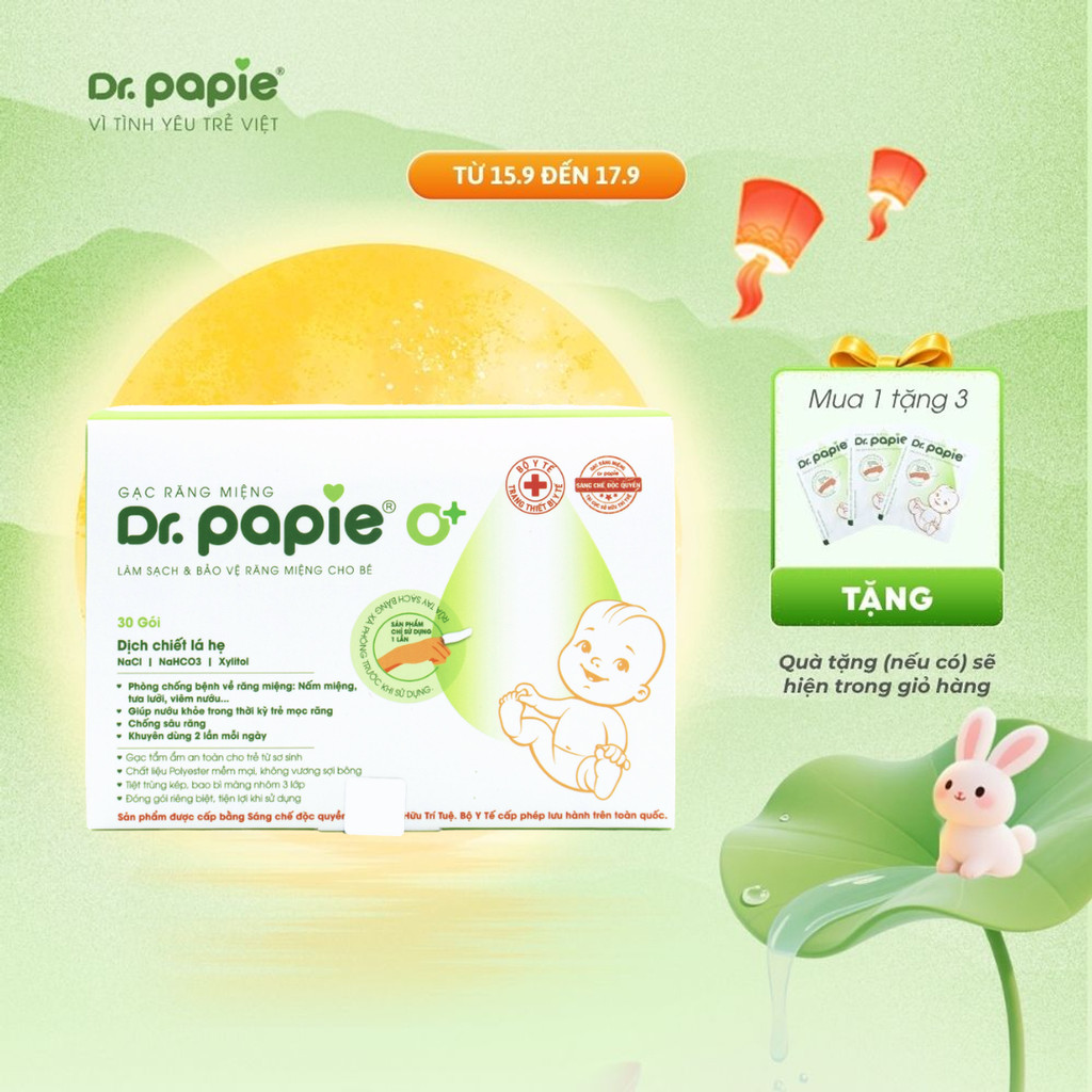 Gạc Rơ Lưỡi Làm Sạch Răng Lưỡi Nướu Phòng Tưa Lưỡi Nấm Miệng Dr.Papie Sáng Chế Độc Quyền