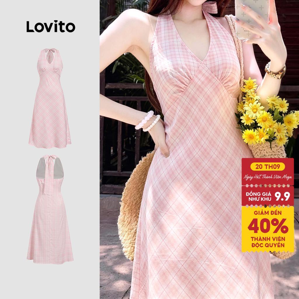 Lovito Đầm boho mùa xuân/hè màu hồng cho nữ L200AD076