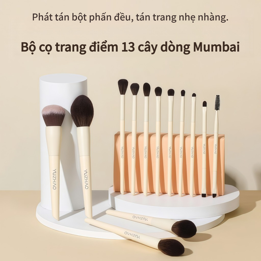 [Hàng Chính Hãng] Bộ Cọ Trang Điểm Mubai 13 Cây Lông Siêu Mềm Không Rụng - Set Cọ Makeup Cơ Bản Cho Người Mới, Tay Cầm Gỗ Cao Cấp
