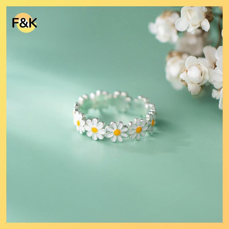F & K Vintage Hoa Nhẫn Nữ Dễ Thương Hoa Nhẫn Có Thể Điều Chỉnh Mở Ngón Tay Nhẫn Cưới Nhẫn Đính Hôn Xu Hướng Trang Sức Nữ.