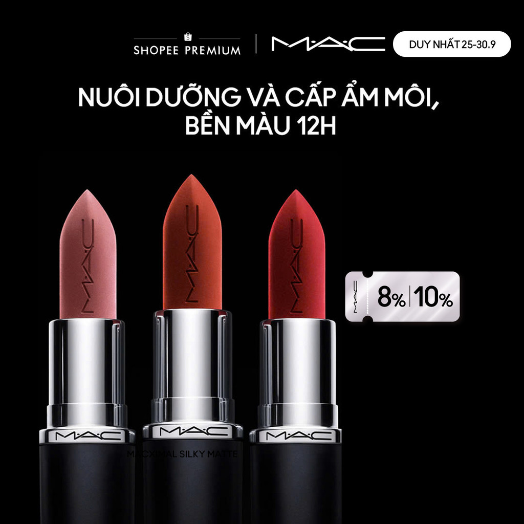 Son thỏi nhung lì MAC MACximal Silky Matte Lipstick | Son thỏi bán chạy, hiệu ứng mịn lì, bền màu suốt 12H
