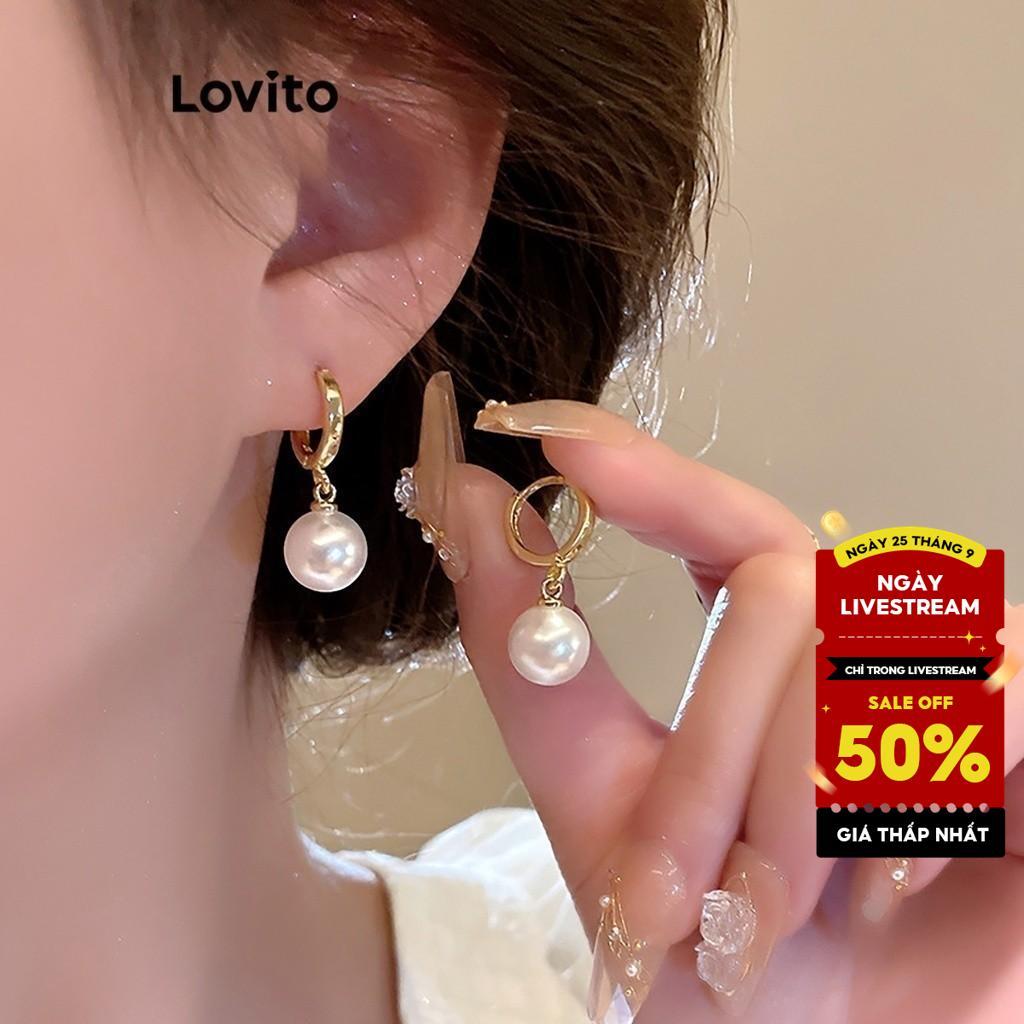 Lovito Bông Tai Ngọc Trai Thanh Lịch Kiểu Hàn Quốc Dành Cho Nữ LFA02069