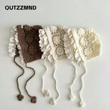 QUTZZMND Mũ Bé, Ren Hoa Trẻ Em Mũ Dệt Kim, Bảo Vệ Tai Thoáng Khí Mềm Mại Bé Gái Mũ Bonnet Mũ Mũ Mũ Mũ Mũ nón