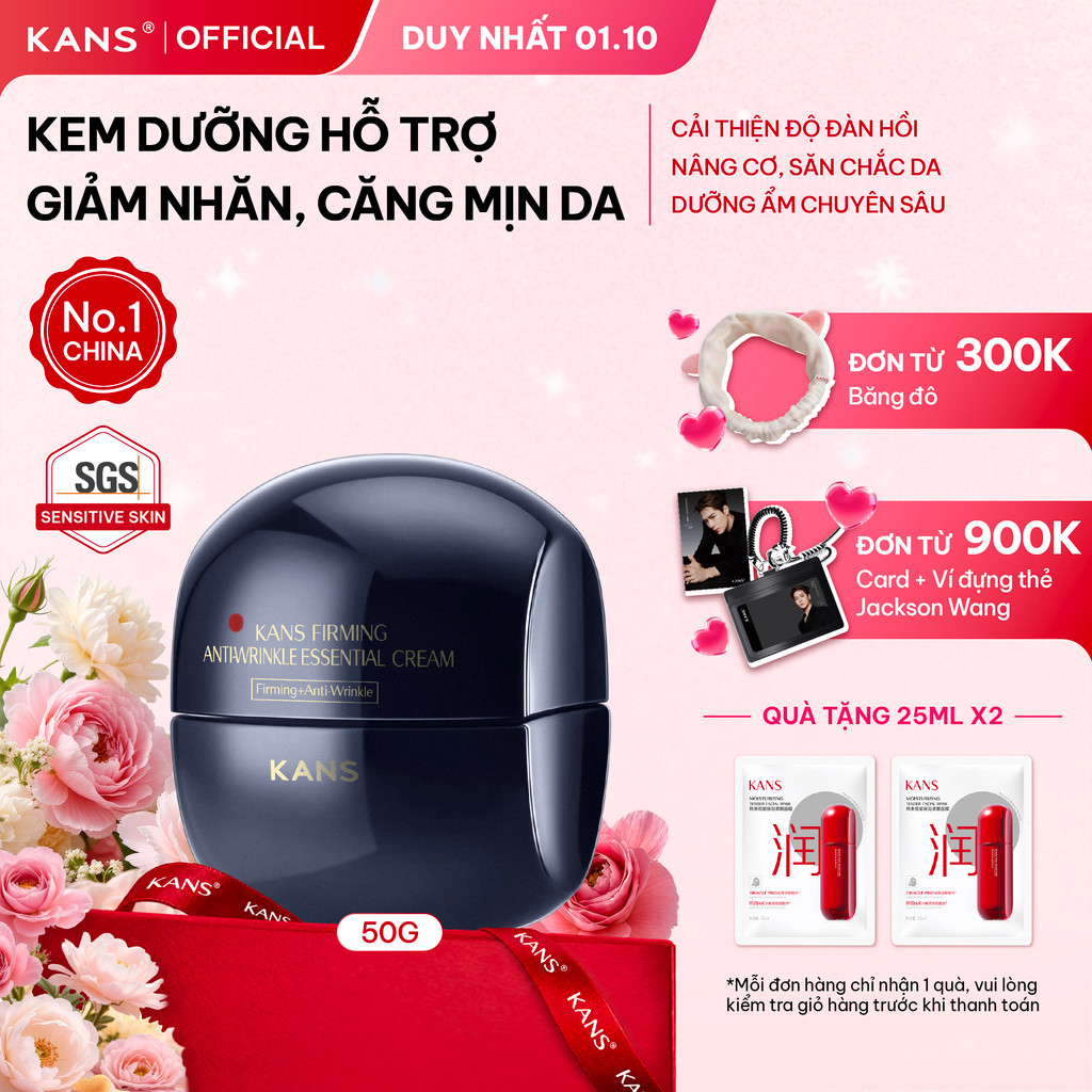 KANS Kem Dưỡng Giảm Nếp Nhăn 50g Giúp Săn Chắc Da, Tăng Đàn Hồi Và Độ Căng Mịn Da Với Peptide Kép Và Collagen Thủy Phân