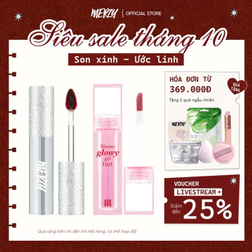 COMBO 2 Son Lì Vỏ Bạc Merzy The Glam Mellow Tint 4g + Son Tint Bóng Merzy Bisous Glowy Gel Tint 4g