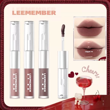 LEEMBER LEEMBER Hai Đầu Lip Glaze Chocolate Rượu Vang Đỏ Mờ Dưỡng Ẩm Son Bóng Với Đèn Flash Mịn