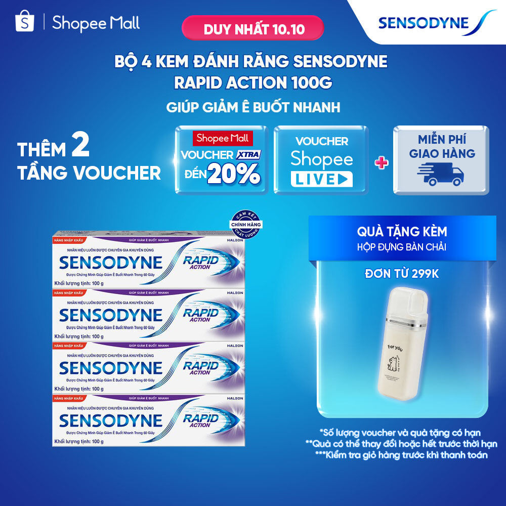 Bộ 4 Kem đánh răng SENSODYNE Rapid Action 100g giúp giảm ê buốt nhanh