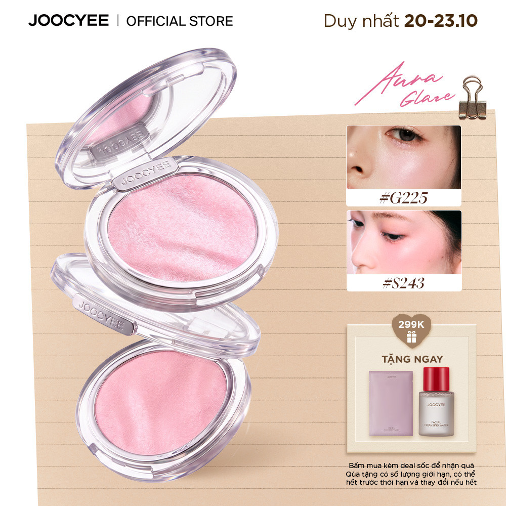 Má hồng AURA Hot Trend /bắt sáng/son bóng JOOCYEE Aura Blusher tự nhiên ửng hồng /Highlight bắt sáng ánh ngọc trai /Luminiuos Gloss dưỡng ẩm căng bóng bền màu
