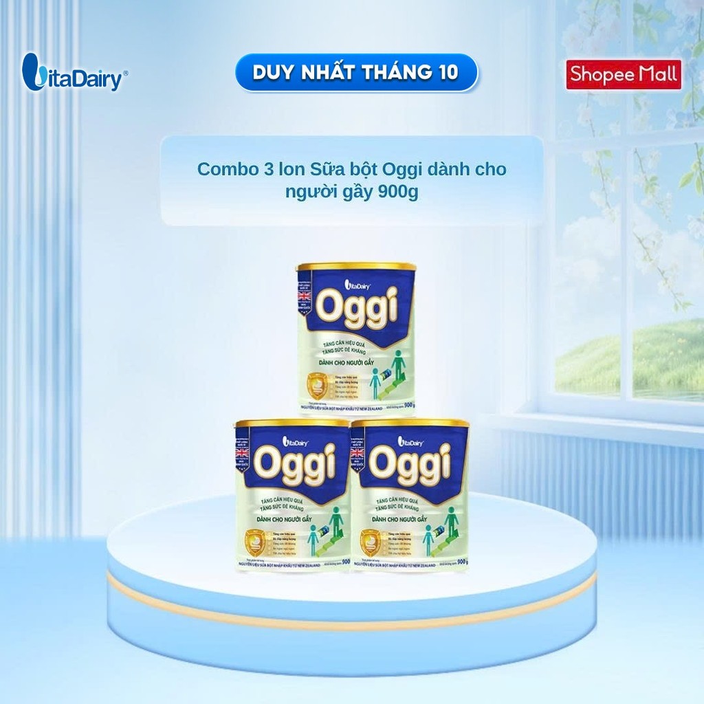 [COMBO 3 LON] Sữa bột Oggi dành cho người gầy - Bổ sung năng lượng, hỗ trợ tăng cân khoẻ - Lon 900g